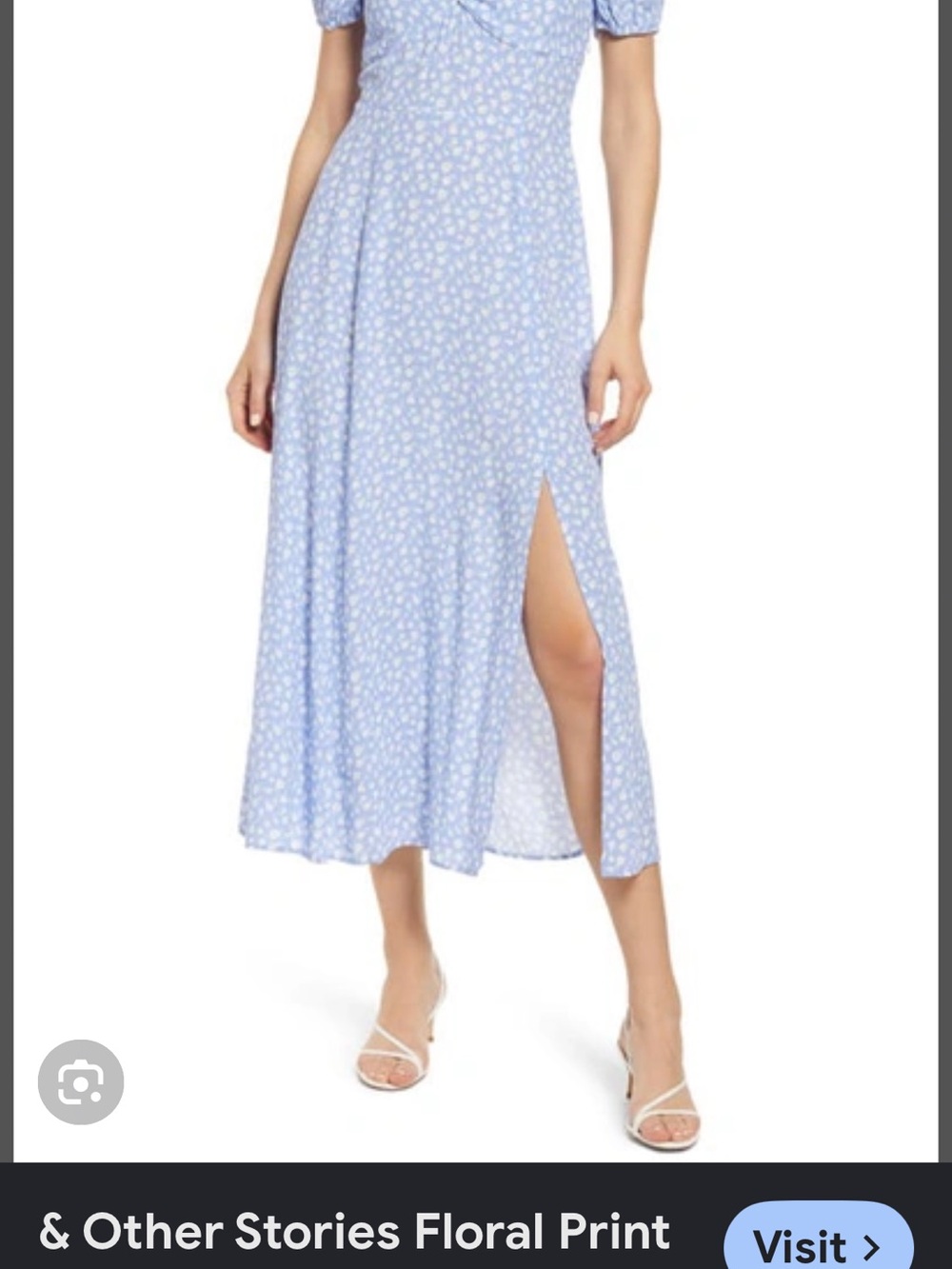 & Other Stories Pale Blue Floral Maxi Skirt with Side Slit